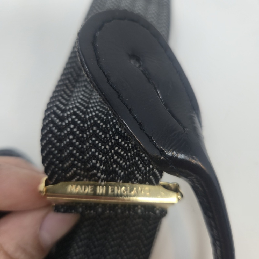 Men's Herringbone Button-On Suspenders Braces Black White Y-Back Leather Ends - Picture 12 of 13